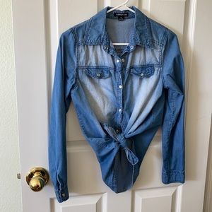 Denim pearl snap shirt
